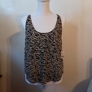 NWT Black & Cream Creme Brulee Pattern Equipment Women's Tank Top Shirt Medium